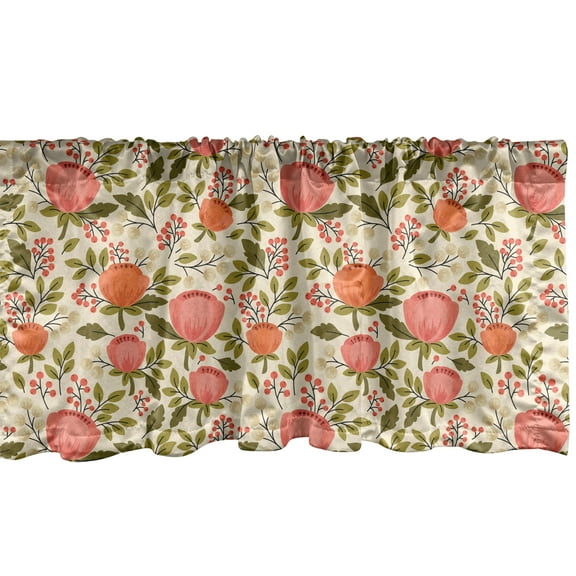 Ambesonne Poppy Flower Window Valance, Soulful Bouquet Spring, 54" X 18", Multicolor