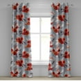 thumbnail image 1 of Ambesonne Poppy Grommet Curtain, Vintage Boho Feathers Flowers, 50"x120", Vermilion and Taupe Grey, 1 of 1
