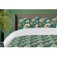 thumbnail image 1 of Ambesonne Poppy Pattern Down Alternative Quilt Comforter, Boho Tropical Floral, Full, Teal Apricot Pale Green, 1 of 1