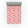 thumbnail image 1 of Ambesonne Poppy Pattern Fitted Sheet, Art Watercolor Floral, King Size, Dark Coral Pale Pink, 1 of 5
