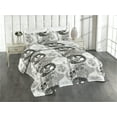 thumbnail image 1 of Ambesonne Poppy Pattern Quilted Bedspread Set 3 Pcs, Grunge Dreamy Flowers, Twin, Charcoal Grey Coconut, 1 of 4