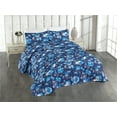 thumbnail image 1 of Ambesonne Poppy Quilted Bedspread Set 3 Pcs, Winter Colors Floral Scene, Queen, Sky Blue Ceil Blue Quartz, 1 of 4