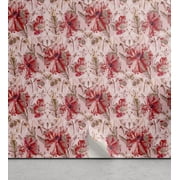Ambesonne Poppy Themed Peel & Stick Wallpaper for Home, Retro Cottagecore Art, 13"x100", Pastel Pink Dark Coral