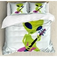 thumbnail image 1 of Ambesonne Popstar Party Duvet Cover Set, Music Monster, 2-Calking, Apple Green Navy Blue, 1 of 7