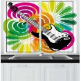 thumbnail image 1 of Ambesonne Popstar Party Kitchen Curtains, Flowers Guitar, 55"x39", Multicolor, 1 of 2