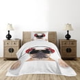 thumbnail image 1 of Ambesonne Popstar Party Quilted Bedspread Set 2 Pcs, DJ Bulldog Music, Twin Size, Pale Brown Black Red, 1 of 6