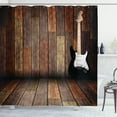 thumbnail image 1 of Ambesonne Popstar Party Shower Curtain, Guitar Wood Room, 69"Wx70"L, Brown Black White, 1 of 3