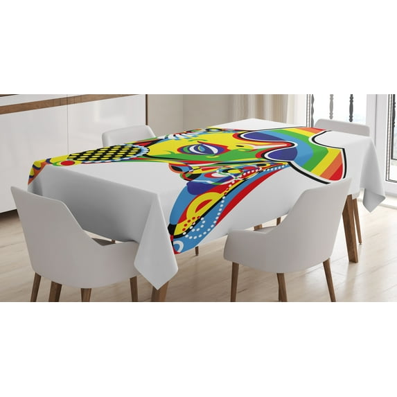 Ambesonne Popstar Party Tablecloth Rectangular Table Cover, Rainbow Color Art, 60"x90", Multicolor
