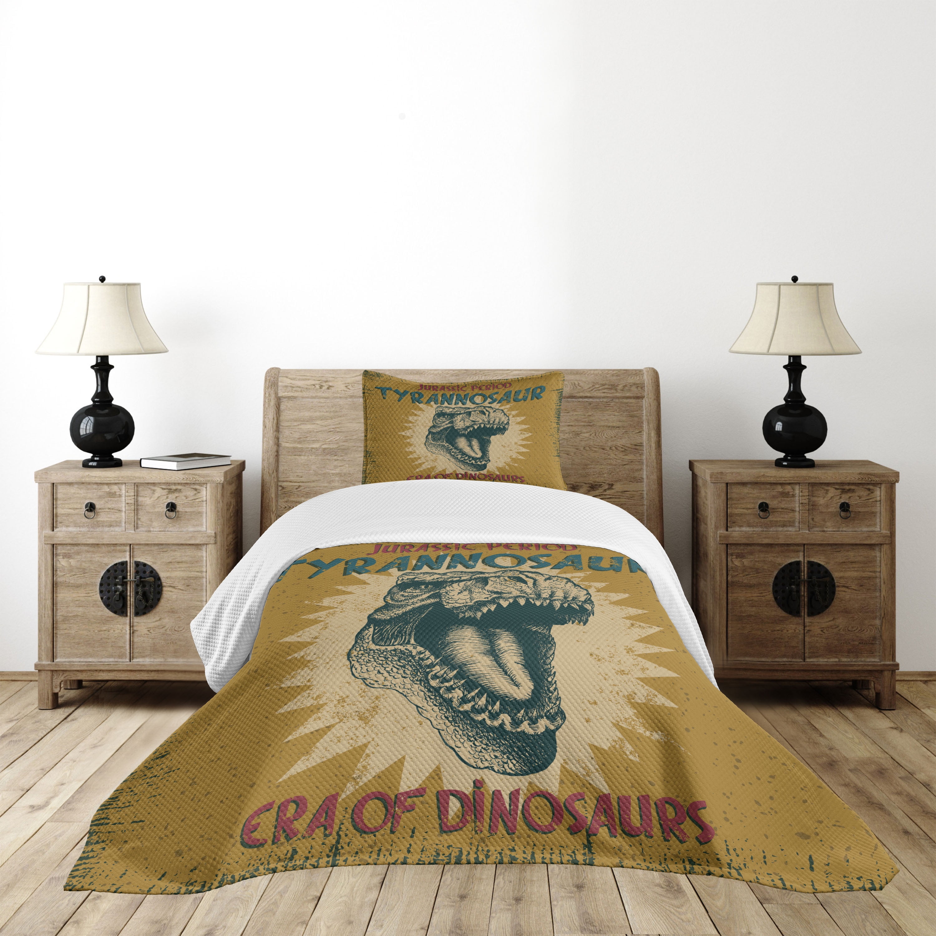 Pale Coffee Twin Polyester Grunge Style Bedspread Set