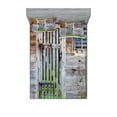 thumbnail image 1 of Ambesonne Prehistoric Country Fitted Sheet & Pillow Sham Set, Old Farmhouse, Calking, Brown Green Grey, 1 of 2