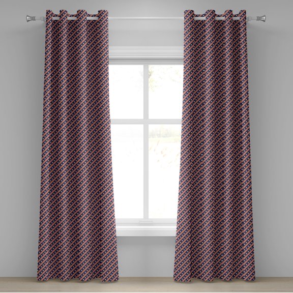 Ambesonne Prehistoric Country Grommet Curtain, Patriot Star, 50" x 72", Navy Coral Cream