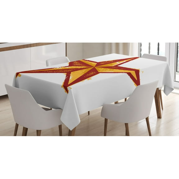 Ambesonne Prehistoric Country Tablecloth Rectangular Table Cover, Grunge Retro, 60"x90", Redwood Marigold