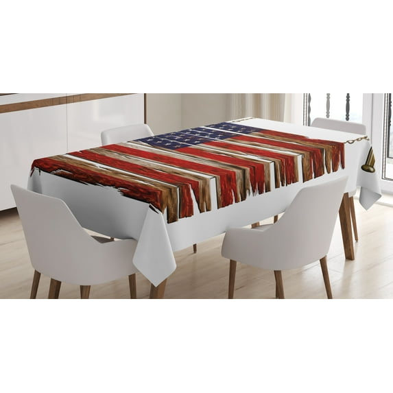 Ambesonne Prehistoric Country Tablecloth Rectangular Table Cover, Rustic Flag, 52"x70", Multicolor