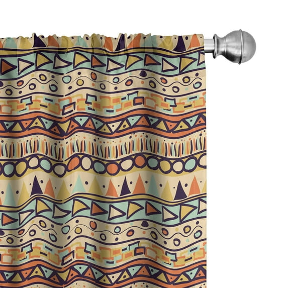 Ambesonne Prehistoric Curtains, Mexican Style, Pair of 28"x63", Multicolor