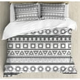 thumbnail image 1 of Ambesonne Prehistoric Duvet Cover Set, Sun Triangles Borders, 2-Calking, Black White, 1 of 7