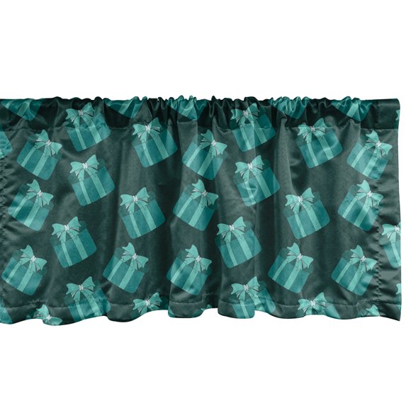 Ambesonne Present Valance Pack of 2, Birthday Gift Box Print Art, 42"X18", Hunter Green Teal