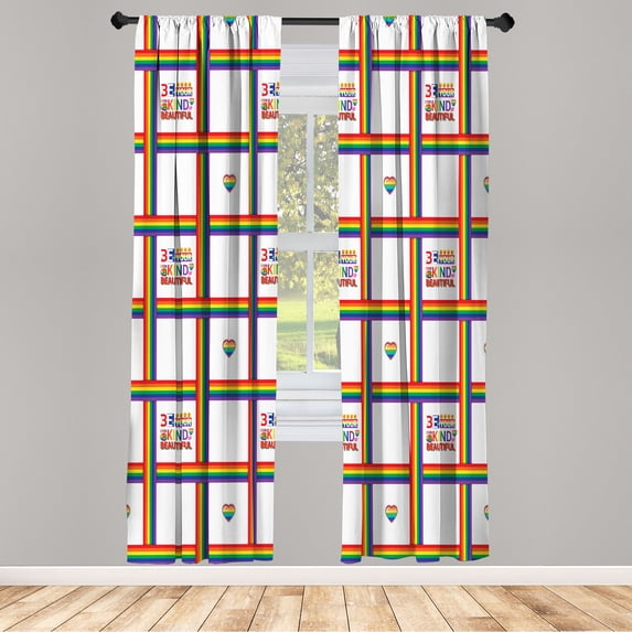 Ambesonne Pride Emoji Curtains, Be Your Own Kind Saying, Pair of 28"x95", White and Multicolor