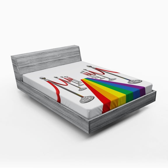 Ambesonne Pride Fitted Sheet, Carpet Stanchions Event, Full Size, Multicolor