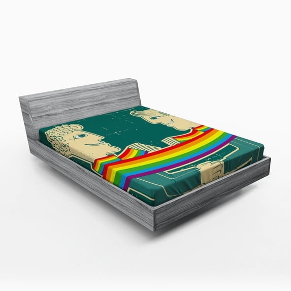 Ambesonne Pride Fitted Sheet, Gay Couple with Scarf, Full Size, Multicolor