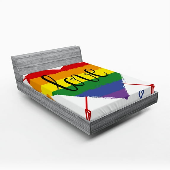 Ambesonne Pride Fitted Sheet, Heart Arrows Love Doodle, Queen Size, Multicolor
