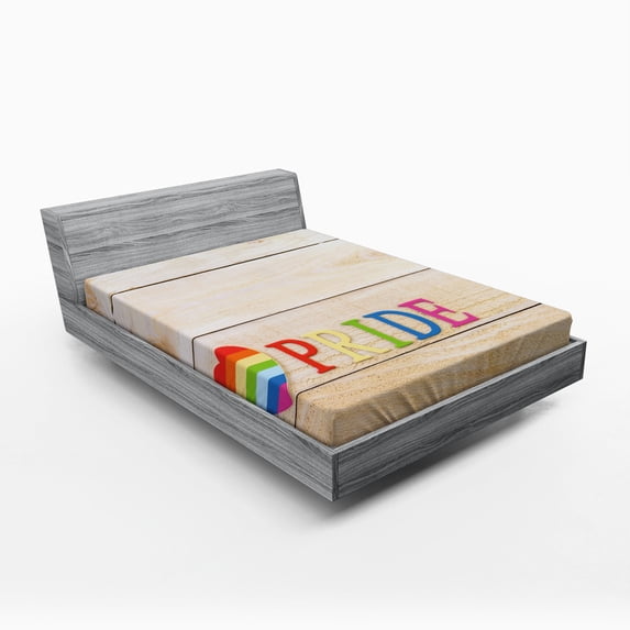 Ambesonne Pride Fitted Sheet, Heart Sign Colorful Love, Queen Size, Multicolor
