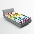 thumbnail image 1 of Ambesonne Pride Fitted Sheet, Love Text Rainbow Colors, Twin XL Size, Multicolor, 1 of 3