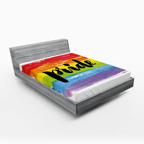 Ambesonne Pride Fitted Sheet, Watercolor Art LGBT, Full Size, Multicolor