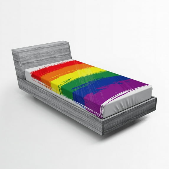 Ambesonne Pride Fitted Sheet, Watercolor Rainbow Flag Love, Full Size, Multicolor