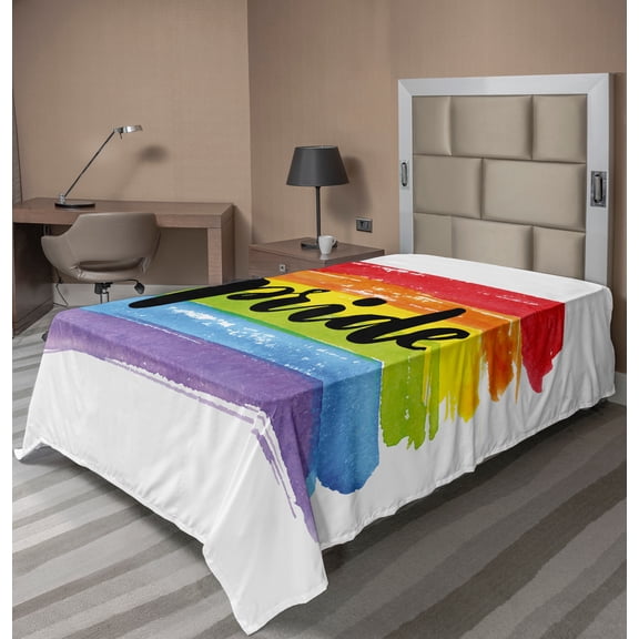 Ambesonne Pride Flat Sheet, Watercolor Art LGBT, TwinXL Size, Multicolor