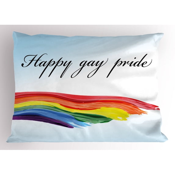 Ambesonne Pride Pillow Sham, Celebratory Text Colorful, 36" X 20", Multicolor