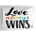 thumbnail image 1 of Ambesonne Pride Pillow Sham, Love Always Wins Phrase, 26" X 20", Multicolor, 1 of 2