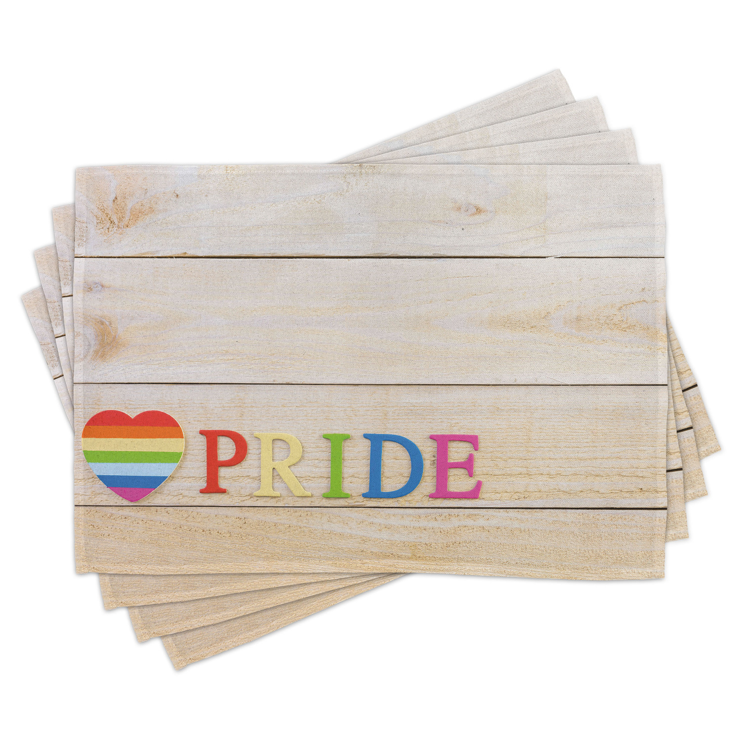 Ambesonne Pride Place Mats Set of 4, Heart Sign Colorful Love, Standard ...