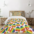 thumbnail image 1 of Ambesonne Pride Quilted Bedspread Set 2 Pcs, Colorful Heart, Twin Size, Multicolor, 1 of 5