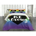 thumbnail image 1 of Ambesonne Pride Quilted Bedspread Set 3 Pcs, Be Strong Slogan Heart, Queen Size, Multicolor, 1 of 5
