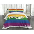 thumbnail image 1 of Ambesonne Pride Quilted Bedspread Set 3 Pcs, Grunge Flag Peace Word, King Size, Multicolor, 1 of 5