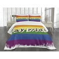 thumbnail image 1 of Ambesonne Pride Quilted Bedspread Set 3 Pcs, LGBT Parade Retro Style, Queen Size, Multicolor, 1 of 5