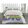thumbnail image 1 of Ambesonne Pride Quilted Bedspread Set 3 Pcs, Love Sign on Wood Planks, Queen Size, Multicolor, 1 of 5
