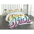 thumbnail image 1 of Ambesonne Pride Quilted Bedspread Set 3 Pcs, Love Text Rainbow Colors, Queen Size, Multicolor, 1 of 5
