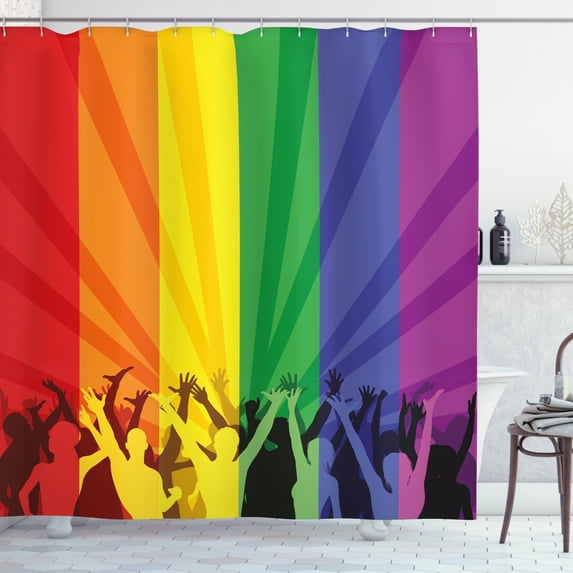 Ambesonne Pride Shower Curtain, People Celebrating Event, 69"Wx75"L, Multicolor