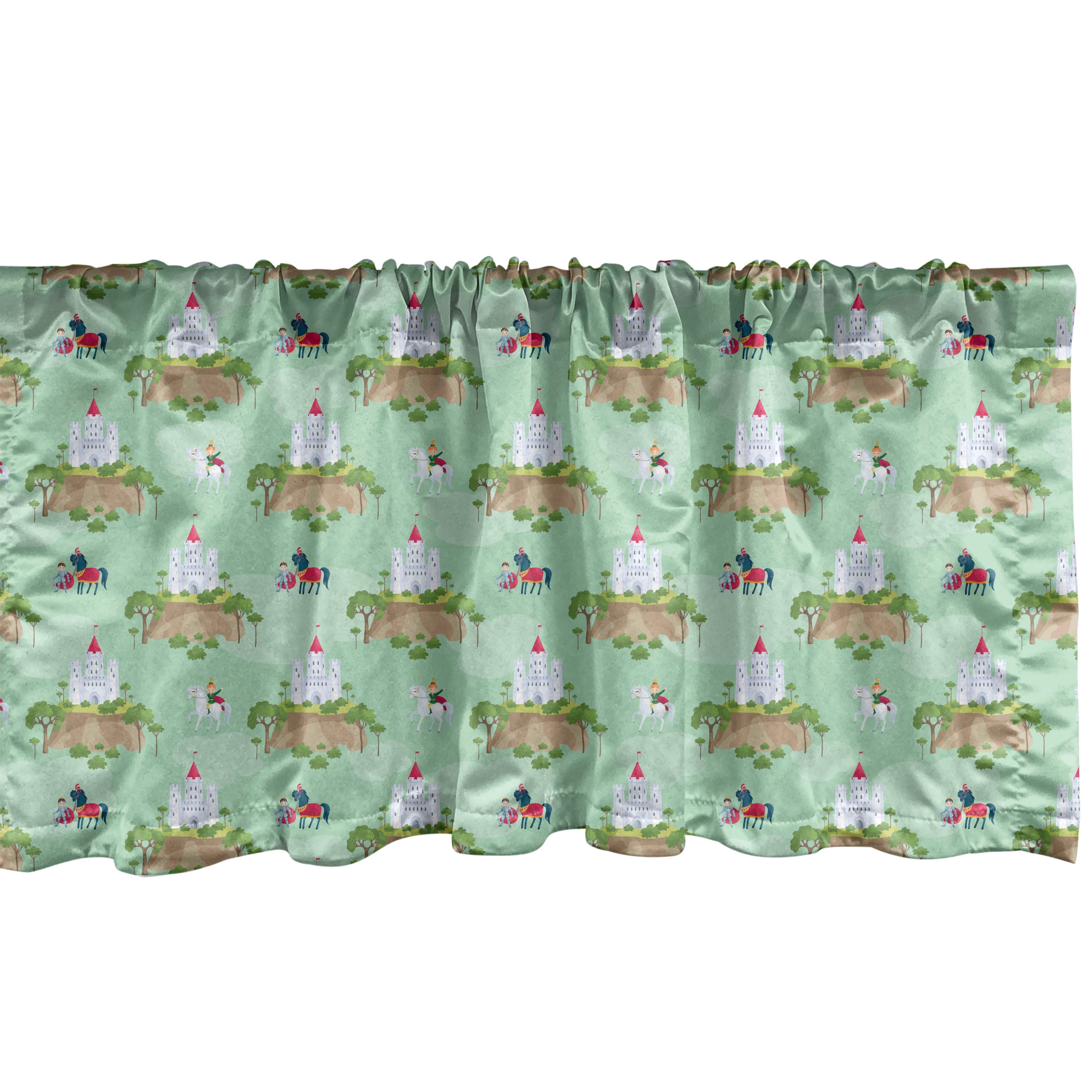 Multicolor Satin Polyester Knight and Castle Window Valance