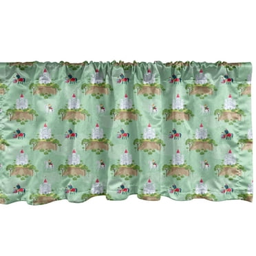 Ambesonne Prince Window Valance, Knight with Horse and Castle, 54" X 18", Multicolor