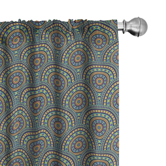 Ambesonne Psychedelic Window Curtains, Boho Geometric Chevron, Each 28" W x 63" L, Sky Blue and Fuchsia