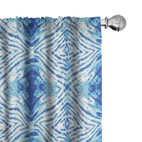 Ambesonne Psychedelic Window Curtains, Grunge Hip Folk Design, Each 28" W x 63" L, Pale Blue and Royal Blue