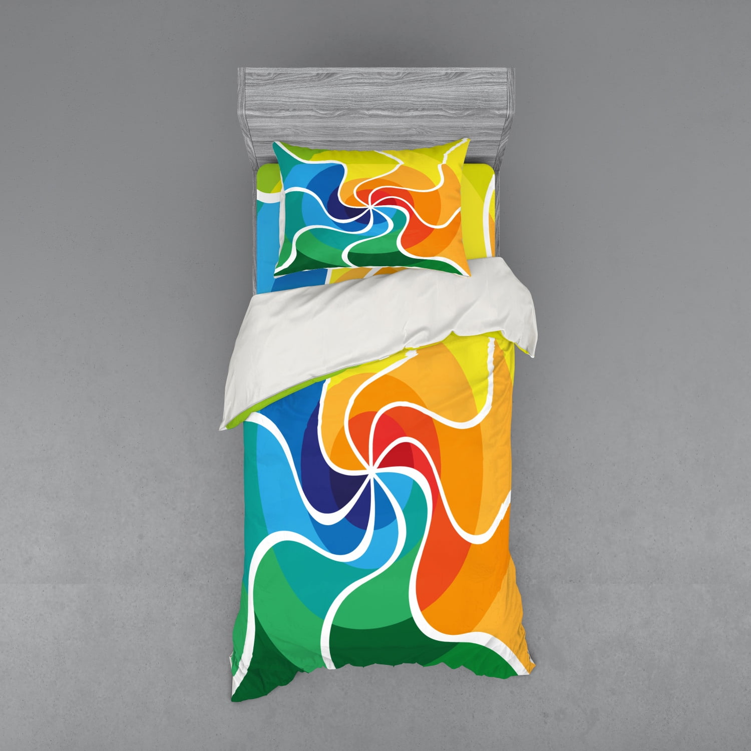 Twin Multicolor Psychedelic Spiral Duvet Cover Set