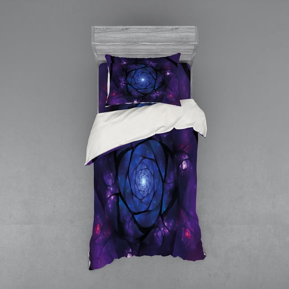 Ambesonne Psychedelic Bedding Set 3 Pcs, , Twin, Purple Blue