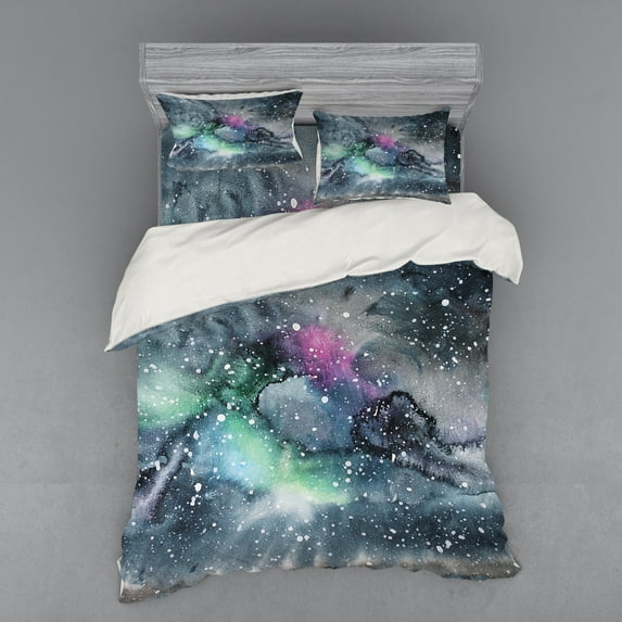 Ambesonne Psychedelic Bedding Set 4 Pcs, Celestial Cosmic, Queen, Multicolor