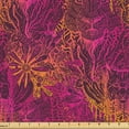 thumbnail image 1 of Ambesonne Psychedelic Cat Fabric by the Yard Upholstery, Jungle Lion Leaves, 2 Yards, Plum Magenta Orange, 1 of 5