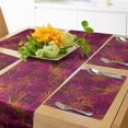thumbnail image 1 of Ambesonne Psychedelic Cat Table Runner & Placemats, Jungle Lion Leaves, Placemat 4 pcs + Runner 14"x72", Plum Magenta Orange, 1 of 2