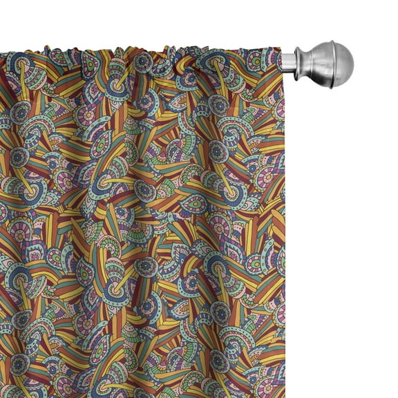 Ambesonne Psychedelic Curtains, Funky Hippie Folk, Pair of 28"x95", Multicolor