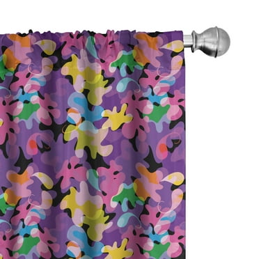 Ambesonne Psychedelic Curtains, Trippy Geometric Hues, Pair of 28"x84", Violet and Soft Pink